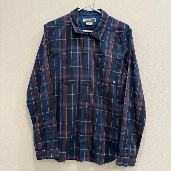 ExOfficio Mens Small Blue Purple Plaid Insect Shield Breathable Outdoor Shirt - Picture 1 of 7